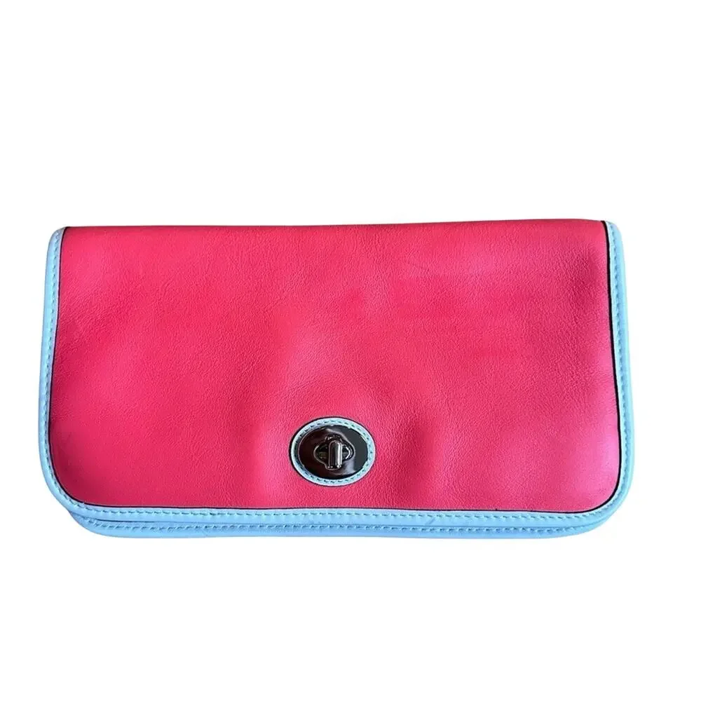 Coach Archive Legacy Two Tone Utility Clutch Bright Coral Snow